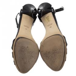 Pre Owned صندل غوتشي سيور كاحل ديبرا لامع أسود مقاس 36