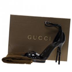 Pre Owned صندل غوتشي سيور كاحل ديبرا لامع أسود مقاس 36