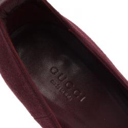 Pre Owned Gucci Burgundy Suede Criss Cross Ankle Strap Pumps Size 37