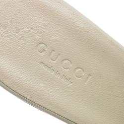 Pre Owned Gucci Cream Leather Morena Horsebit Platform Mules Size 38.5