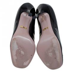 Pre Owned Gucci Black Patent Jolene Horsebit Pumps Size 36.5