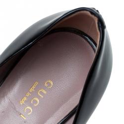 Pre Owned Gucci Black Patent Jolene Horsebit Pumps Size 36.5