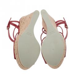 مملوكة مسبقًا Gucci Red Patent Leather and Cork Platform Wedge Sandals Size 37