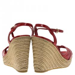 Pre Owned حذاء روكي غوتشي بينولوبي ميكروغوتشيسيما جلد لامع احمر مقاس 37.5