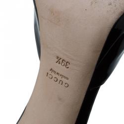 Pre Owned Gucci Black Patent Leather New Hollywood Horsebit Mules Size 39.5