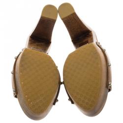 مملوكة مسبقًا Gucci Brown Leather Horsebit Morena Platform Mules Size 39