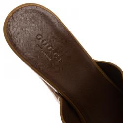 مملوكة مسبقًا Gucci Brown Leather Horsebit Morena Platform Mules Size 39