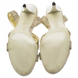 Pre Owned Gucci Beige Guccissima Suede Ankle Strap Sandals Size 39.5