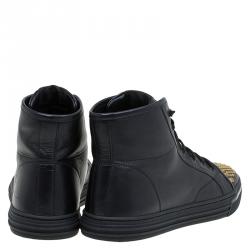 Gucci Black California Studded Leather High Top Sneakers Size 39