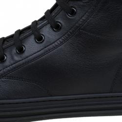 Gucci Black California Studded Leather High Top Sneakers Size 39