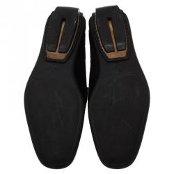 Pre Owned Gucci Black Guccissima Suede Loafers Size 37