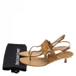 Pre Owned صندل سلايد غوتشي ماراكيش جلد بني كعب كيتن مقاس 40