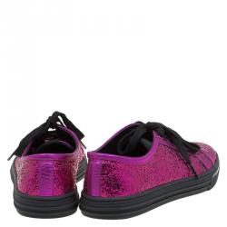 مملوكة مسبقًا Gucci Magenta Metallic Leather and Glitter California Sneakers Size 36
