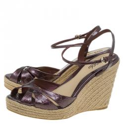 Pre Owned حذاء إسبادريل غوتشي مايكرو غوتشيسيما بينيلوب جلد بنفسجي لامع مقاس 40