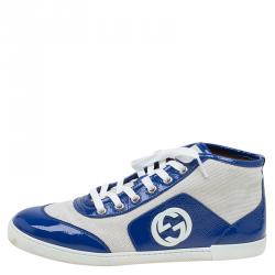 Gucci Two Tone Canvas and Patent Hi Top Sneakers Size 38