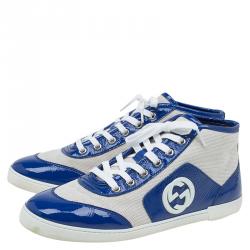 Gucci Two Tone Canvas and Patent Hi Top Sneakers Size 38