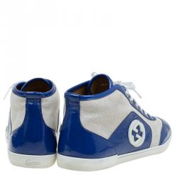Gucci Two Tone Canvas and Patent Hi Top Sneakers Size 38