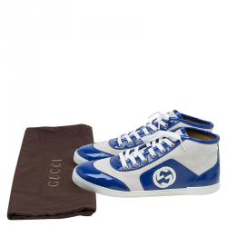Gucci Two Tone Canvas and Patent Hi Top Sneakers Size 38