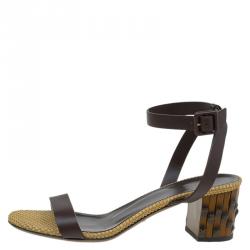 Pre Owned صندل غوتشي داليا جلد بني بحزام للكاحل مقاس 39