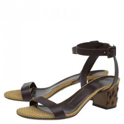 Pre Owned صندل غوتشي داليا جلد بني بحزام للكاحل مقاس 39