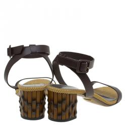 Pre Owned صندل غوتشي داليا جلد بني بحزام للكاحل مقاس 39