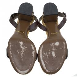 Pre Owned صندل غوتشي داليا جلد بني بحزام للكاحل مقاس 39