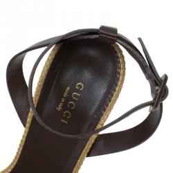 Pre Owned صندل غوتشي داليا جلد بني بحزام للكاحل مقاس 39