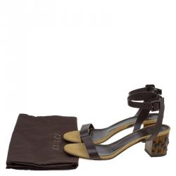 Pre Owned صندل غوتشي داليا جلد بني بحزام للكاحل مقاس 39