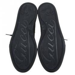 Pre Owned حذاء رياضي غوتشي كاليفورنيا جلد أسود مرصع بعنق مرتفع مقاس 38