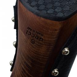 Pre Owned Gucci Black Leather Icon Bit Clogs Size 38.5