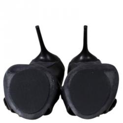 مملوكة مسبقًا حذاء كعب عالي غوتشي مقدمة مفتوحة تفاصيل هورسبيت جلد أسود مقاس 39