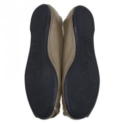 مملوكة مسبقًا Gucci Beige Leather GG Interlocking Buckle Ballet Flats Size 36