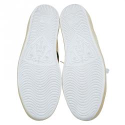 مملوكة مسبقًا Gucci Off White Leather Web Detail Ace Sneakers Size 38