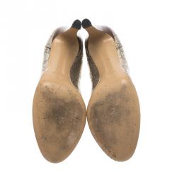 مملوكة مسبقًا Gucci Metallic Gold Guccissima Leather Horsebit Loafer Pumps Size 41.5