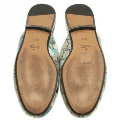 Pre Owned Gucci Beige GG Supreme Blooms Printed Canvas Princetown Horsebit Loafer Slides Size 37.5