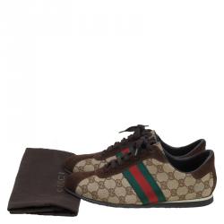Pre Owned حذاء رياضي غوتشي GG كانفاس بيج وسويدي بني تفاصيل شبكة مقاس 39