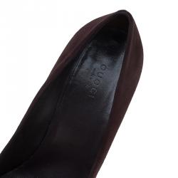 Pre Owned حذاء كعب عالي غوتشي هيستريا سويدي أحمر داكن وجلد لامع مقاس 40