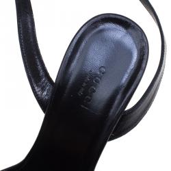 Pre Owned Gucci Black  Studded Leather Leila Platform Sandals Size 38