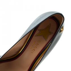 مملوكة مسبقًا Gucci Oxford Blue Leather Aline Block Heel Pumps Size 36.5