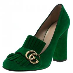 Emerald Green Velvet Block Heels Pointed Toe Green Heels -  Israel