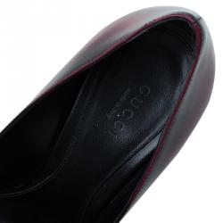 Pre Owned حذاء كعب عالي غوتشي جلد ثنائي اللون هورسبيت مقدمة مفتوحة مقاس 38