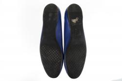 مملوكة مسبقًا Gucci Blue Leather Bamboo Bow Ballet Flats Size 38.5