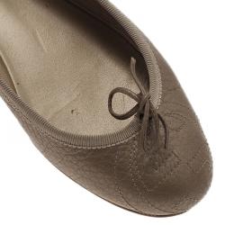 Pre Owned Gucci Gold Metallic Leather GG Embroidered Ballet Flats Size 36