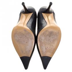 Pre Owned Gucci Black Guccissima Leather Pointed Toe Pumps Size 37