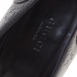 Pre Owned Gucci Black Guccissima Leather Pointed Toe Pumps Size 37