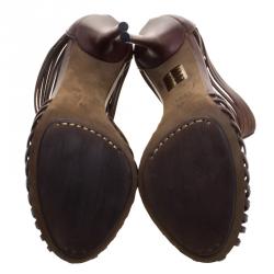 مملوكة مسبقًا صندل غوتشي شرائط تامبونيتو جلد بني مقاس 37