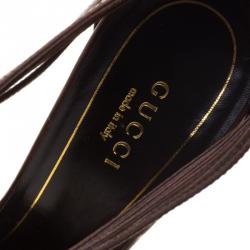 مملوكة مسبقًا صندل غوتشي شرائط تامبونيتو جلد بني مقاس 37