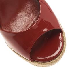 Pre Owned صندل غوتشي هولي مايكروغوتشيسيما جلد أحمر لامع كعب روكي مقاس 40