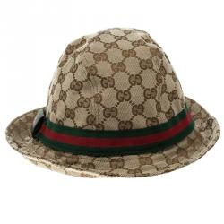 Pre Owned قبعة غوتشي فيدورا كانفاس GG بيج