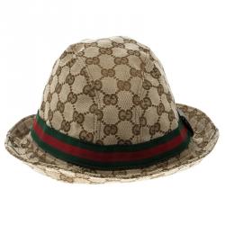 Pre Owned قبعة غوتشي فيدورا كانفاس GG بيج